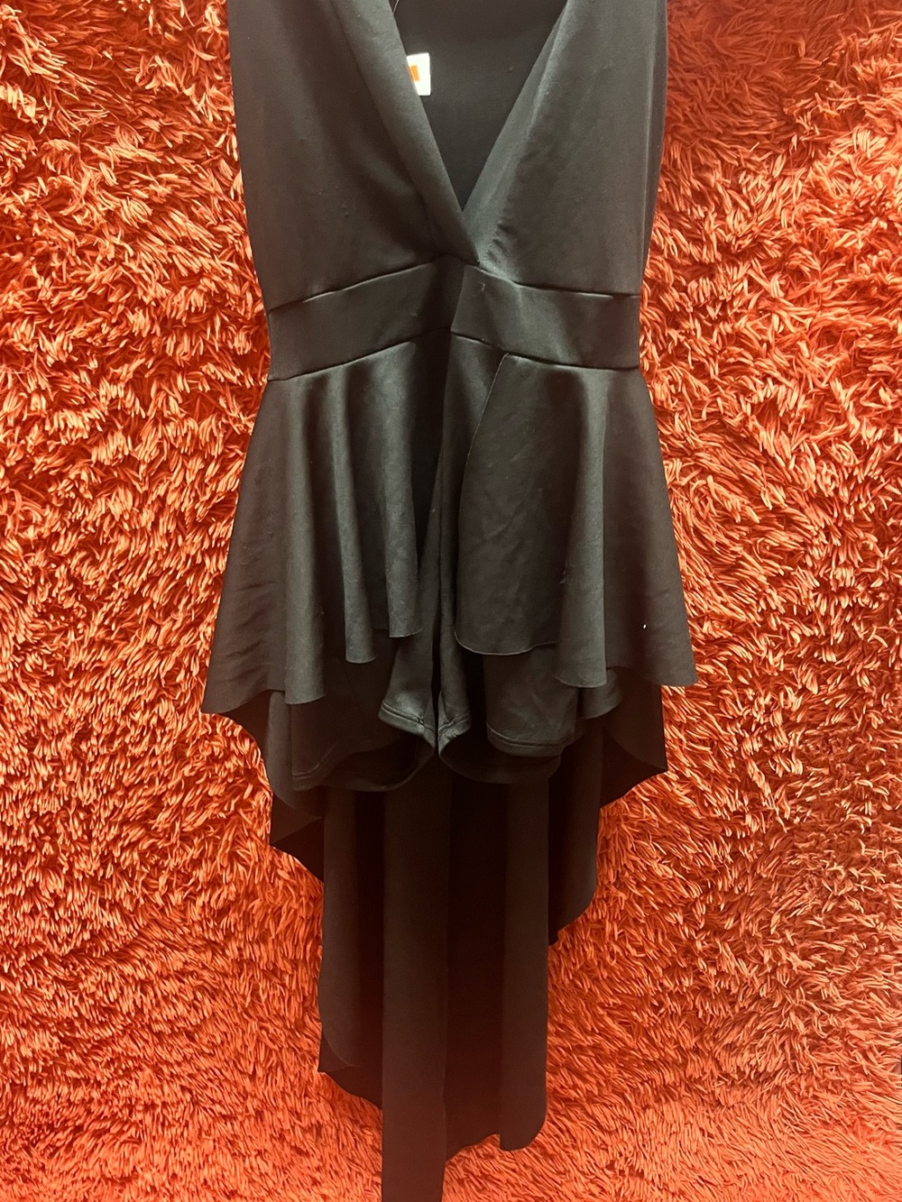 Black Asymmetric Peplum V-Neck Women’s Romper Size Medium NWT
